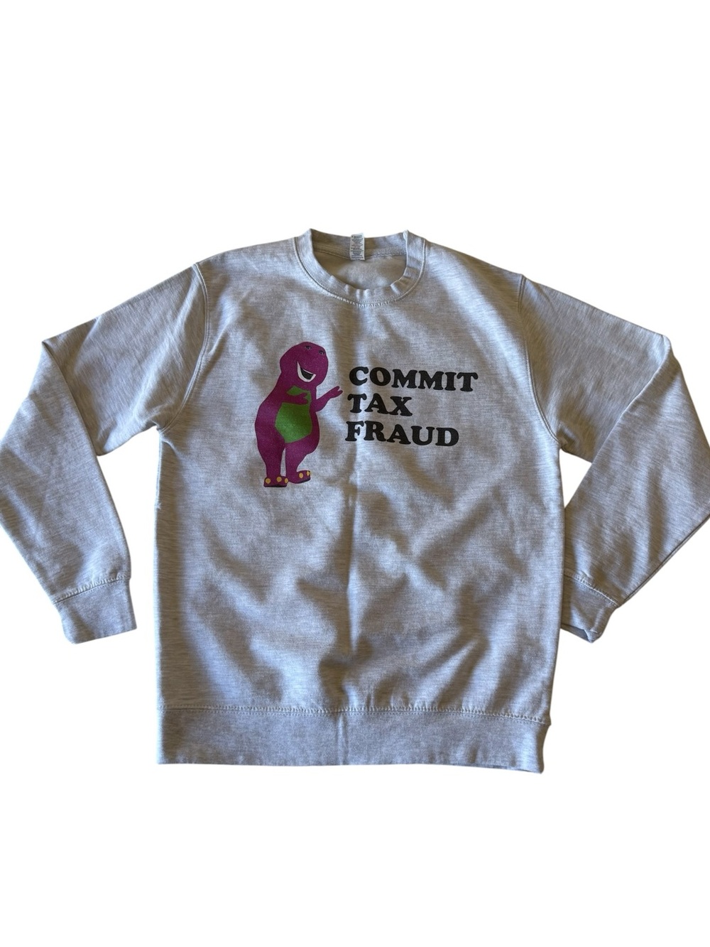Gray Crewneck Sweatshirt with Barney  Graphic